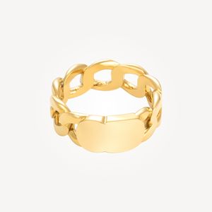 2022 New Twisted Copper Couple Rings Letter 18k Gold Plated Wedding Ring For Women Simple Fashion Love