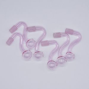 10mm Male joint Pink glass bowls Pyrex Glass Oil Burner Pipe Clear tobacco Bent Bowl Hookah Adapter Thick Bong Pipes Smoking Nail Burning Tubes Wholesale