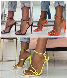 Wholesale summer women sandals Buckle Strap high heels shoes sexy club holiday wearShoe Ankle Strap Candy color stylish 0069