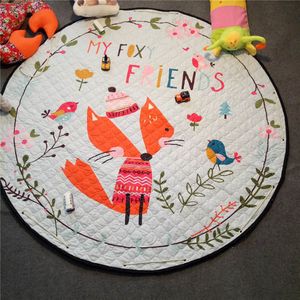 Baby Play Mats Children's Carpet Toys Animal Printed Round Kids Rug Cotton Developing Mat Rug Puzzle Play Mat Storage Bag Toys LJ201124