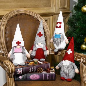 Christmas Doctor Nurse Gnome Plush Ornaments Swedish Santa Xmas Tree Decor Holiday Home Party Decoration JK2010PH