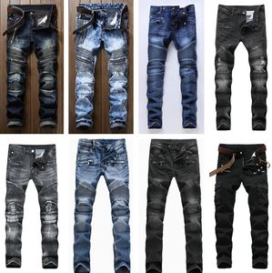 Mens Jeans Distressed Ripped Skinny Jean Fashion Slim Motorcykel Moto Biker Causal Mens Denim Byxor Hip Hop Men Jeans Kläder Kläder