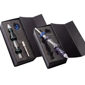 Nector Collector Kit Mehrfarbige Shisha 14-mm-Verbindung Quarznagel Keramik-Titannägel mit Kunststoff-Keck-Clip Dab Rigs Box-Verpackung Wasserpfeifen