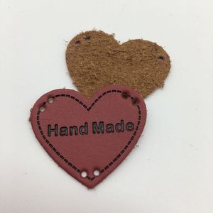 custom leather patch wholesale 50pcs notions hand made PU label stockings on sale 25mm* 21mm handmade with love