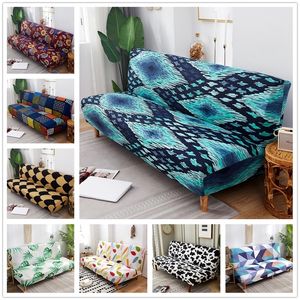 Elastic Geometric Folding Armless Sofa Bed Cover Stretch Sofa Towel Slipcover Furniture Protector Removable All-Inclusive Cover LJ201216