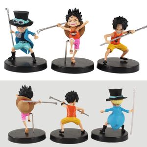 3pcs set Anime One Piece Cartoon Three Brother Luffy   Ace   Sabo Childhood PVC Figure Toys Character Model