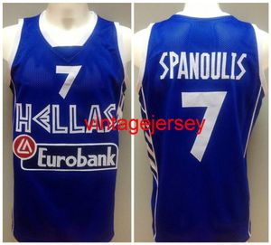 S-6XL Team Grecia Hellas Vassilis Spanoulis #7 Maglia da basket retrò Maglia da uomo con nome numero personalizzato cucita