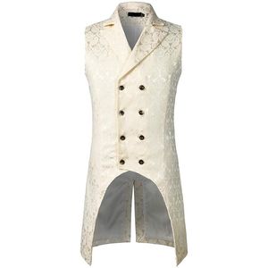 Men s Vests Mens Gothic Steampunk Vest Double Breasted Sleeveless Jacquard Tailcoat Medieval Victorian Cosplay Dress Stage Costume XXL