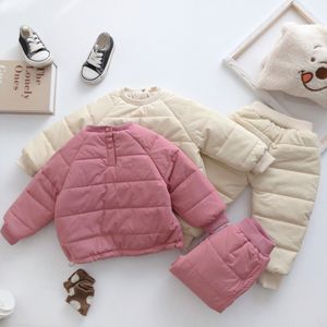 Inverno Meninas bonitos Quilted roupas quentes conjuntos de crianças meninos engrossar pulôver e calças grossas 2 pcs conjuntos de terno quente para jardim de infância lj200916