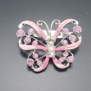 Pins, broches 1 peça estilo de moda de alta qualidade chegam rosa esmalte strass crystal borboleta borboleta pino, item no.:bh7306