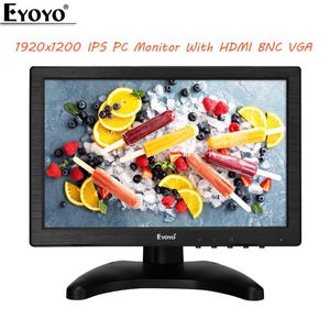 Monitorer EYOYO EM10 CCTV BNC MONITOR X1200 IPS LCD skärm med VGA AV pc Display för DVD Laptop DVR CCD kamera