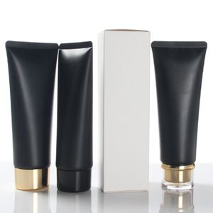 Tomma plastflaskor 100 ml bärbara resor klämma kosmetiska behållare Cream Lotion Black Cosmetic Refillable