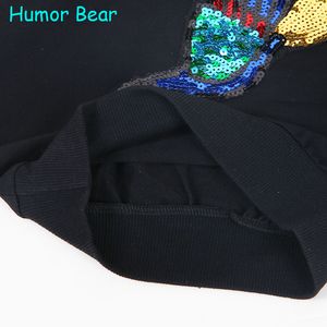 Humor Bear Girls Clothing Sets Winter Wool Sportswear Long Sleeve peacock Embroidered Sequinsets Kids Clothing Sets