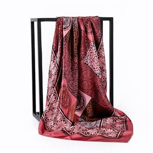 free shipping Silk Scarves Women Foulard 90*90cm Square Head Hijab Scarf Ladies chiffon Shawl Bandanna female wrap muffler pareo