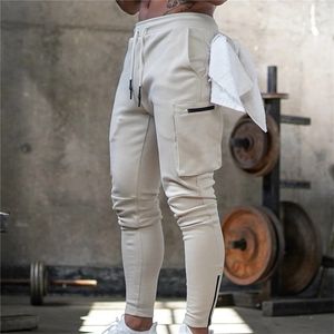 Męskie Jogger Pnats Spodnie dresowe Mężczyzna Siłownie Trening Fitness Spodnie Bawełniane Mężczyzna Casual Moda Skinny Track Spodnie Zipper Design Spodnie LJ201103