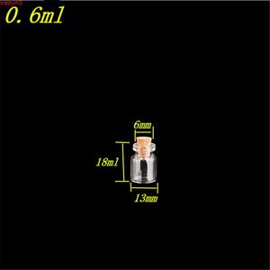 0.6ml Mini Transparent Clear Glass Bottles With Cork Empty Tiny Vials Jars Small Gift Bottle 13*18*6mm 100pcs/lothigh qualtity