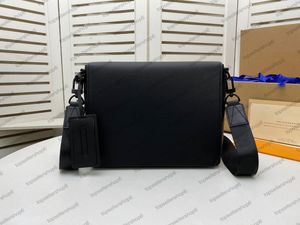 Men Messenger Bag Original Colf-Leather Black Metal Tablet Tablet Proking Budge Budk Burpbort Portfore