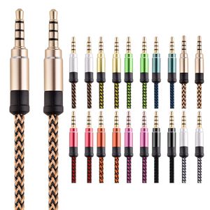 Lineshopping 3m Pleciony Aux Cord Wysokiej Jakości Stereo Audio Cable 4Poles 3.5mm Męski na Męski Słuchawki Jack Linia pomocnicza dla iPhone Samsung