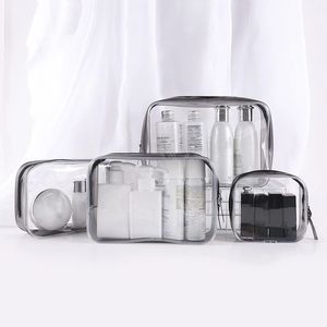 PVC claro compõem caso transparente curso cosmético saco pequeno grande maquiagem organizer banheira banho lavar banho bolsa bolsa