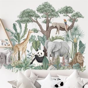 Tropical Rainforest Animals Adesivos de parede para sala de estar quarto sofá de fundo decoração de arte decalques em casa 220217