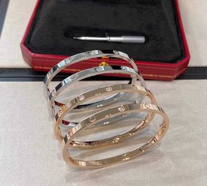 Luxurious quality no change color narrow bracelet with 6pcs diamond and 10pcs diamond punk bangle no diamond for women wedding jewelry gift