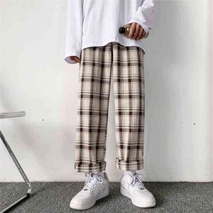 Houzhou-Pantalones A Cuadros para Hombre Ropa de Calle Coreana Pierna Ancha Transpirável Harajuku Verano 0214