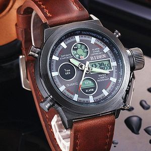 Orologi da polso BIDEN Marca Uomo Diver LED Orologio sportivo digitale Vera pelle Nylon Quarzo Impermeabile Relogio Masculino