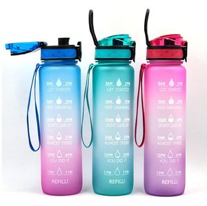 Water Bottle for Men Women Motivational Leakproof Fast Flow Trendy Water Bottles with Time Marker Reusable Fitness Sport