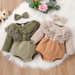 bambini Pagliaccetti ragazze pagliaccetto di pizzo con volant neonato tute primavera autunno inverno moda Boutique vestiti da arrampicata per bambini