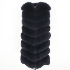 OFTBUY Black Real Fur Long Vest Winter Jacket Women Coat Natural Fluffy Fox Fur Outerwear Streetwear Thick Warm Waistwear