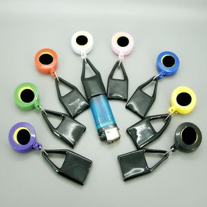 Cigarettändare fast läderhylsa Sleeve Shell Case Portable Telescopic Rope Klipplås för Bong Glass Rökrörsverktyg