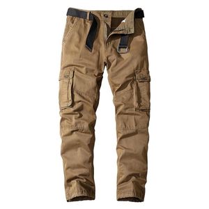 Mens Trouser Solid Cotton Cargo Pants Men Outdoor Tactical Work Pant Multi-Pockets Trousers Fashion Clothing Male