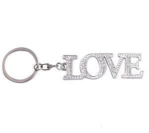 Party favör romantisk diamant brev nyckelring hängande metall kärlek nyckelring par nyckelkedja pendlar kreativa dekoration tillbehör gåvor sn3235