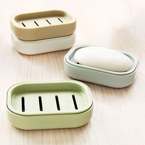 Double-layer Plastic Soap Dish Bathroom Drain Soaps Holder Creative Travel Portable Non-slip Soapss Box Bathrooms Toiletries WH0445