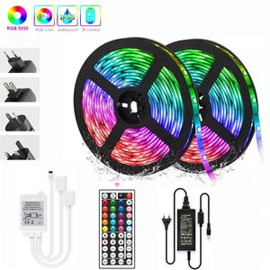 RGB LED-band Ljus 5050 Flexibelt band LED Light Strip DC12V 5M 10m 20m Remote Full kit för vardagsrum Sovrum Kök