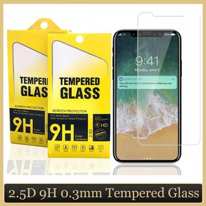 Para iPhone 12 Glass Temperado 2,5d 9h Anti-arranhão Protetor de tela de alta transparência para 11 11pro max xs xr 8 7 6 Plus com pacote de papel