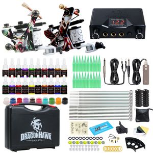 Complete Tattoo Kit 2 Machines Power Supply Needles Inks Grip Carry Case HW-8GD-9