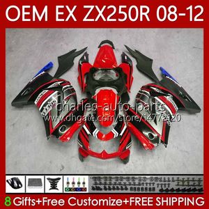 Iniezione OEM per KAWASAKI NINJA EX ZX 250R EX250 ZX250 R Carena 2008-2012 81No.159 EX-250 ZX250R EX250R 2008 2009 2010 2011 2012 ZX-250R 08 09 10 11 12 Corpi Rosso nero