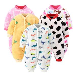 Baby Clothes For born Spring Winter Infant Jacket Girls/Boys Jumpsuit Soft Flannel Bebe Romper Girl 211229