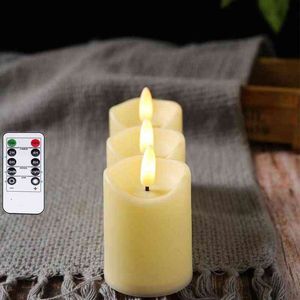 Warm White Flickering Remote Control LED Flameless Candle Lights New Year Candles Battery Powered Led Tea Lights Easter Candle Y211229