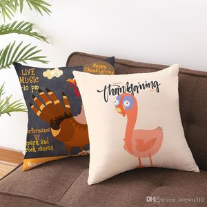 Thanksgiving Turkey Print Pillowcase Peach Skin Sofa Pillow Cover 18x18 Inch Soft Comfortable Throw Pillow Cushion Cover WVT0843