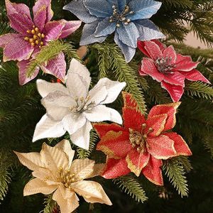 Weihnachtsdekorationen, Glitzer, künstliche Blumen, Weihnachtsbaumschmuck, DIY, fröhlich, für Zuhause, Jahr, Party, Dekoration1