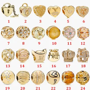 Fine Jewelry Autêntica 925 Esterlina Prata Bead Fit Pandora Charme Braceletes Gold Brilhante Estrela Parte Fivela Corrida Cadeia de Segurança Cadeia de Segurança Pingente DIY Beads