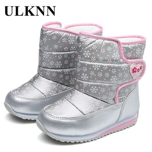 Ulknn Girls Boys Boys Winter Boots Шерстяная Подкладка для детей Снежные Сапоги Водонепроницаемый Оксфорд Ткань Лодыжка Детская Обувь Нескользящая Обувь 201128