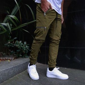 Herenbroek 2021 Heren Katoen Casual Solid Color Cargo Pockets Slijtvaste Slim Fit Streetwear Track Overalls voor Mannen