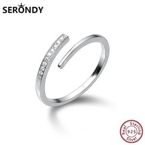 Cluster Rings SERONDY Crystal Open 925 Sterling Silver For Women Fashion Jewelry 2021 Female Original Girls Unusual Korean Gift JZ108171