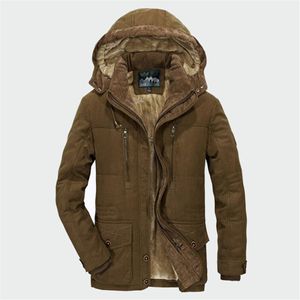 Inverno Parka Men Cappotti Giacca calda spessa Uomo Cappuccio in cotone in cotone Outwear caldo Parka Top Plus Velvet Cotton Cotton Parka Cappotto 201214