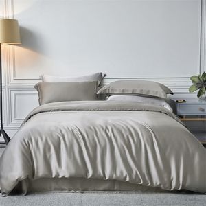 3 pezzi grigio bianco lavaggio biancheria da letto di seta tessili per la casa di lusso letto king size biancheria da letto trapunta copripiumino LJ201127