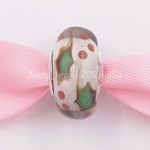 Andy Jewel Lampwork Аутентичный 925 серебряные серебряные бусины Murano Glass Charm Рождество Холли Бармс подходит для европейских ювелирных украшений в стиле Pandora