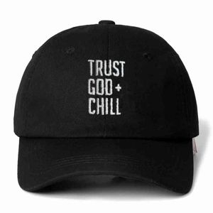 High Quality Brand TRUST GOD + CHILL Snapback Cotton Baseball Cap For Men Women Adjustable Hip Hop Dad Hat Bone Garros